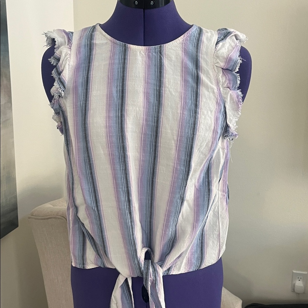 Anthropologie Cloth & Stone Striped Tie-Front Sleeveless Top Women Small EUC